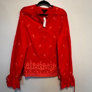 J.Crew Embroidered Popover Blouse - Large Tall - MF0236